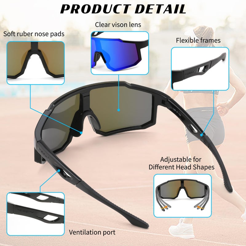 FEISEDY Sports Sunglasses for Men, Women and Teens - Baseball, Biking, Cycling UV400 Protection B2388 - Image 5