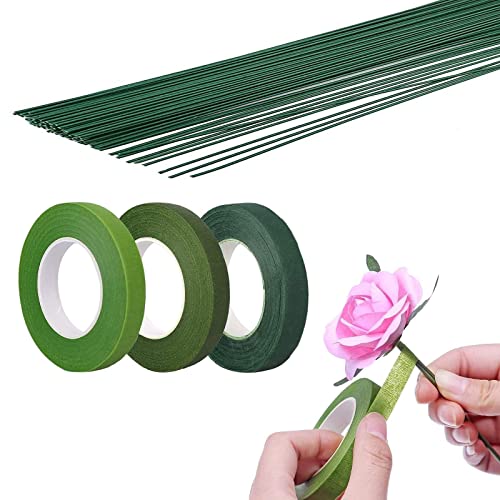 Arlai Floral Arrangement Kit - Floral Tools 5 Rolls Flower Paper Tape with 50 Pcs 16" Floral Stem Wire for Floral Arrangement Artificial Bouquet Stem Wrap Florist - Image 4