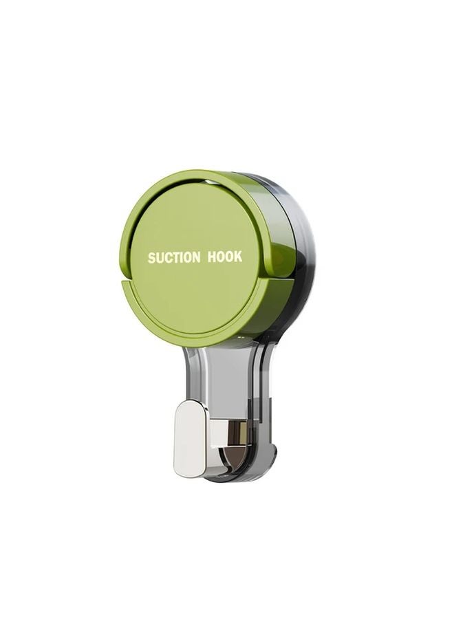 Green Self Adhesive Suction Cup Hooks No Drilling Wall Mounted Towel Racks - Image 1