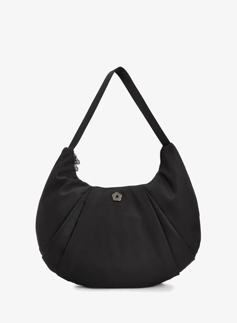 Pleated Shoulder Bag With Zip Closure
