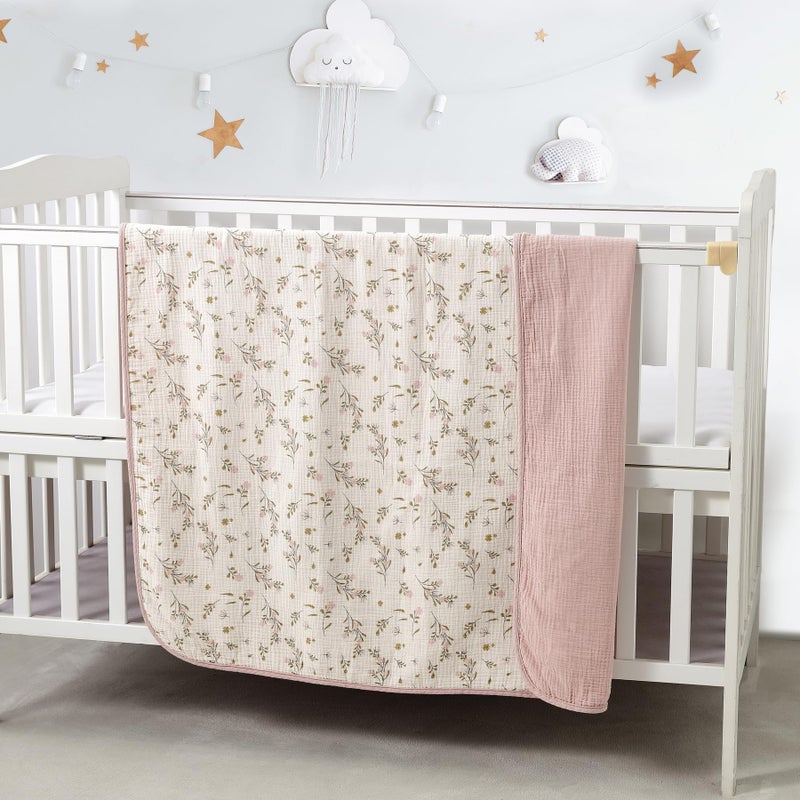 CREVENT 40''X40'' 100% Organic Cotton Muslin Baby Blanket for Newborns, Essential for Baby Shower Birthday Gift - Flower 100X100cm - Image 2