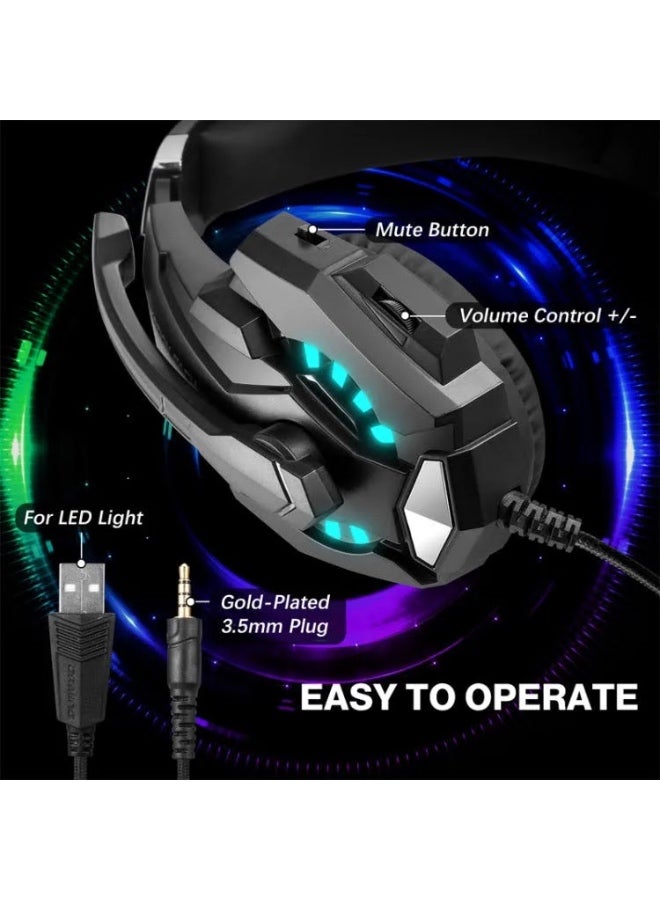 كوشن إيتش سماعة رأس سلكية G9000 برو 3.5 مم ستيريو للألعاب مع ميكروفون وضوء LED لجهاز PS4/Xbox One/PC/لابتوب/هاتف - Image 5