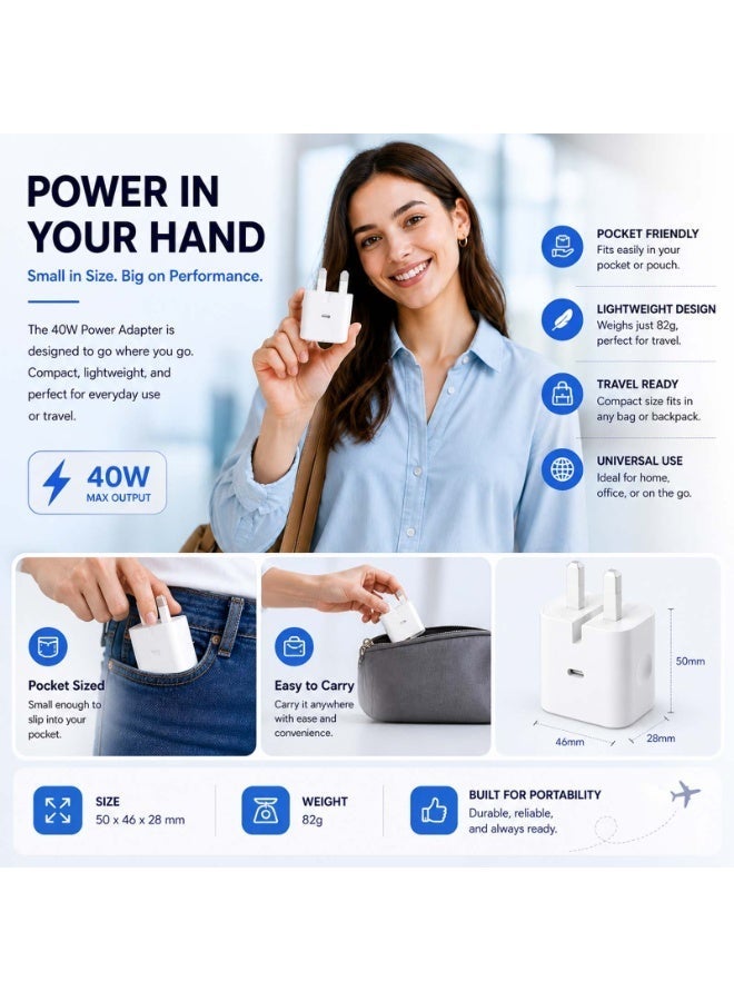 Nexloop 40W Dynamic Power Adapter with 60W Max USB-C Fast Charger for iPhone - Image 5