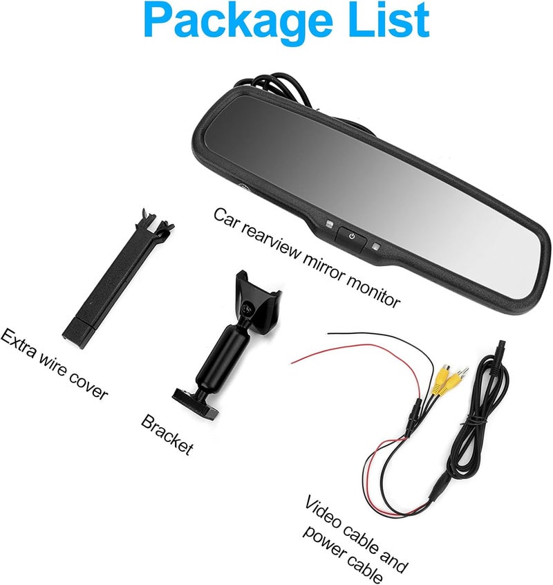 EVGATSAUTO 4.3 Inch HD Digital Auto Dimming Rear View Car Monitor - Image 4