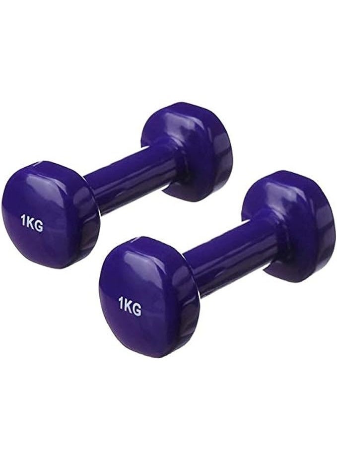 في سبورت دمبل حديد مطلي بالفينيل بوزن 1 كجم ، مجموعه من قطعتين ، من في سبورت - Image 1