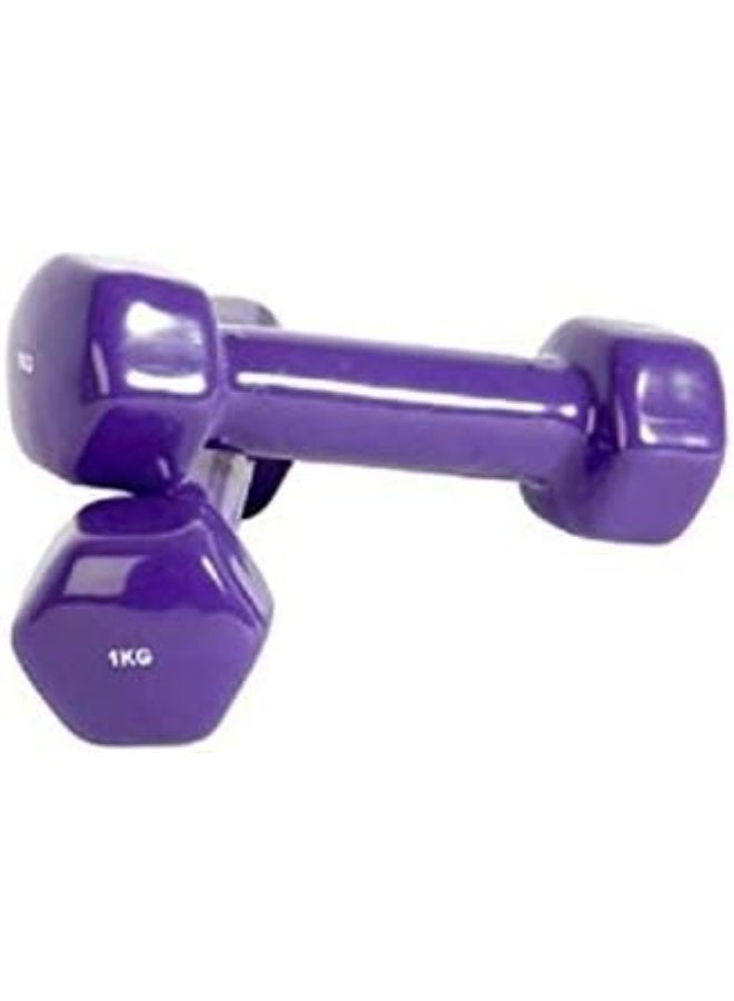 في سبورت دمبل حديد مطلي بالفينيل بوزن 1 كجم ، مجموعه من قطعتين ، من في سبورت - Image 2