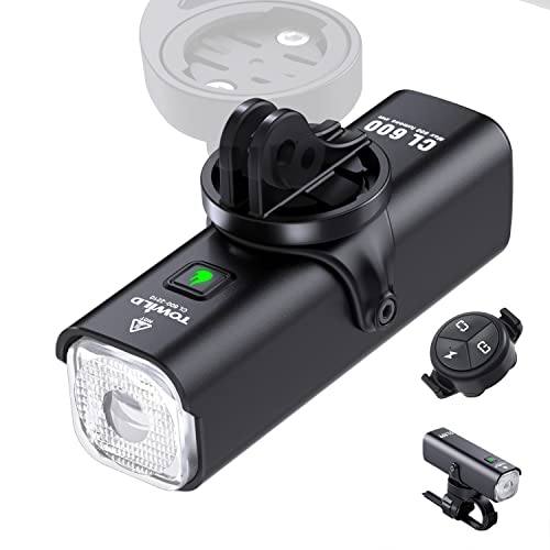 TOWILD CL600 Bike Lights for Night Riding,Compatible with Garmin/GoPro Mount,600 Lumen Bike Headlight,2000mAh Rechargeable Battery,Waterproof Bike Front Light for Commuter Cyclists-Fits All Bikes - Image 1