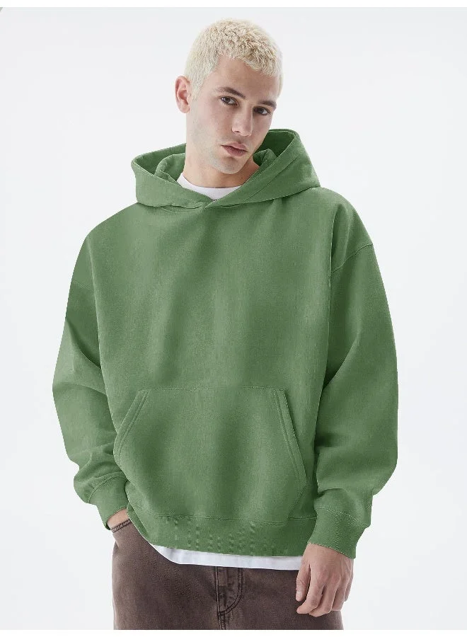 Maniac  Mens Solid Full Sleeve Hunter Green Hoodie Fleece Sweatshirt for Men | Best Price UAE