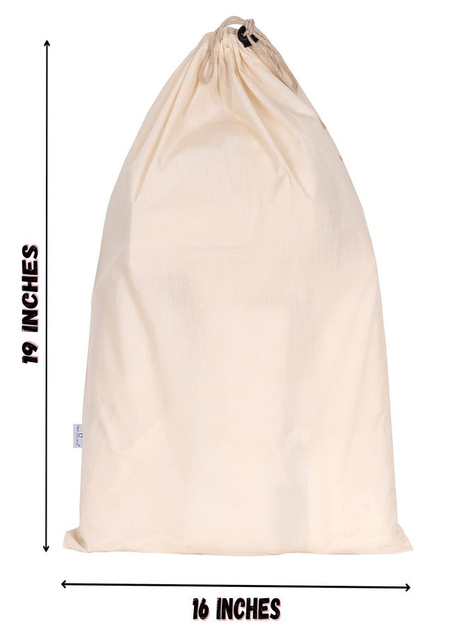 Hell Blues Linen Storage Bags with Drawstrings 16x19 Multipurpose - Canvas Fabric Bread Bags - Reusable Muslin - Produce - Natural Potato Onion Storage Bags - Cloth Shoe Bags (4 Pack) - Image 4