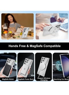 KASTWAVE Clear Case for Samsung Galaxy S23 Ultra with Magnetic Stand [Compatible with MagSafe] [360° Rotatable Ring] Plating TPU Shockproof Protective Galaxy S23 Ultra Phone Case - Silver  - Image 5