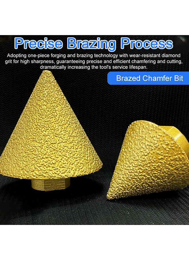 Diamond Grit Chamfer Brazed Chamfering Tool Round-bevel Milling Bit Tile Marble Granite Hole Drilling Enlarging Beveling Stone Polishing Accessory