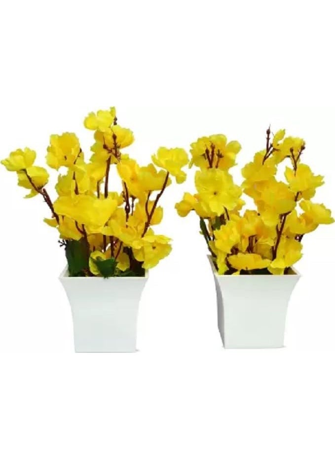 Generic Yash Enterprises Wild Artificial Plant with Pot 30 cm Yellow 