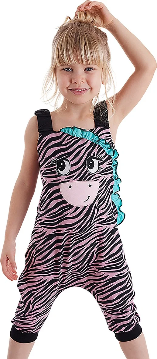 Denokids Zebra Ruffle Girl Jumpsuit