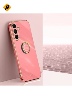 Protective Case Cover For Samsung Galaxy S25+ 5G XINLI Straight 6D Plating Gold Edge TPU Shockproof Case with Ring Holder (Hawthorn Red)