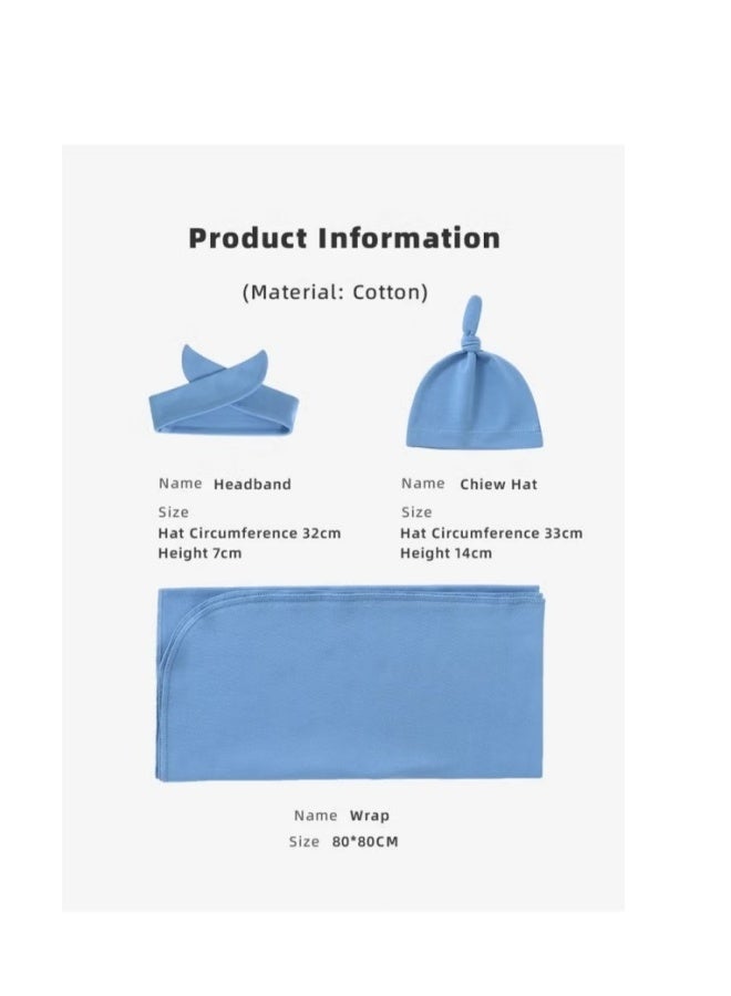 DOOKOO 3 PCS Baby Swaddle Blanket, Newborn Swaddling Wrap + Headband + Hat Set Infant Receiving Blankets Sleepsack for Boys and Girls 100% Breathable Cotton  - Image 4