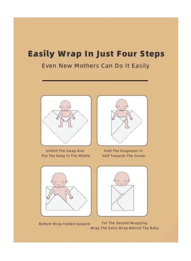 DOOKOO 3 PCS Baby Swaddle Blanket, Newborn Swaddling Wrap + Headband + Hat Set Infant Receiving Blankets Sleepsack for Boys and Girls 100% Breathable Cotton  - Image 3