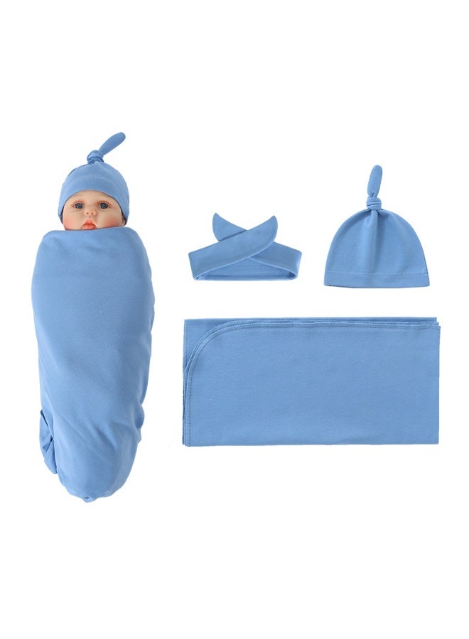 DOOKOO 3 PCS Baby Swaddle Blanket, Newborn Swaddling Wrap + Headband + Hat Set Infant Receiving Blankets Sleepsack for Boys and Girls 100% Breathable Cotton  - Image 1