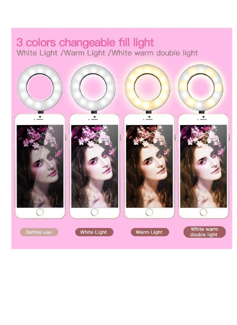 Light Stand for Live Stream, Selfie Ring Light with Webcam Mount