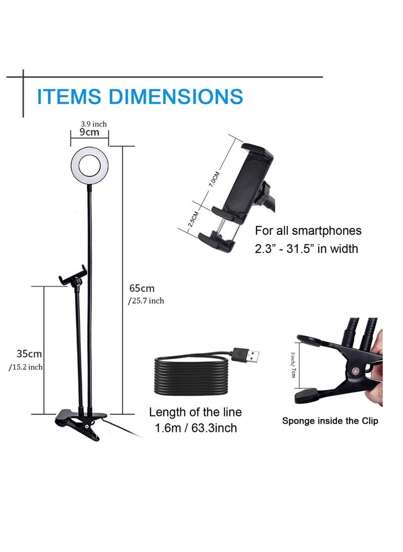 Light Stand for Live Stream, Selfie Ring Light with Webcam Mount