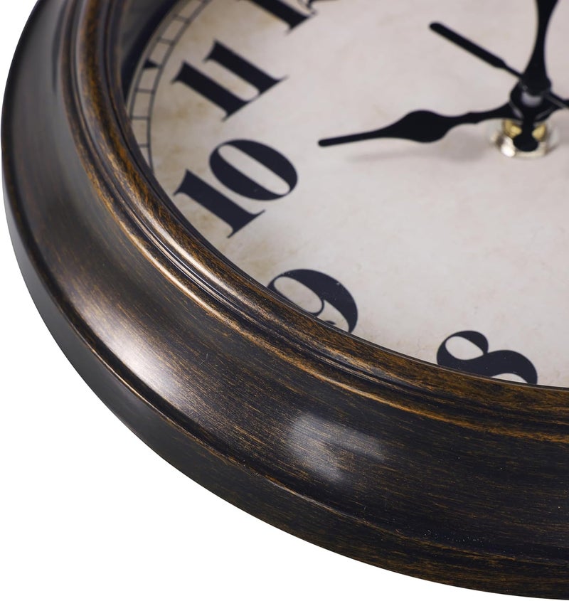 Yoiolclc Vintage Wall Clock 8 Inch Retro Silent Wall Clocks Battery Operated for Kitchen Bathroom Bedroom Home Decor (Bronze) - Image 4