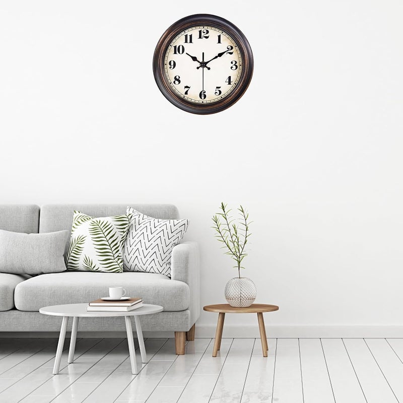 Yoiolclc Vintage Wall Clock 8 Inch Retro Silent Wall Clocks Battery Operated for Kitchen Bathroom Bedroom Home Decor (Bronze) - Image 2