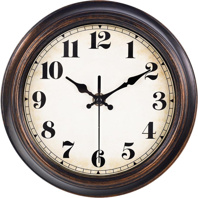Yoiolclc Vintage Wall Clock 8 Inch Retro Silent Wall Clocks Battery Operated for Kitchen Bathroom Bedroom Home Decor (Bronze) - Image 1