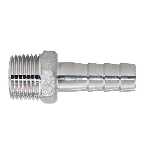JoyTube 3/8" Hose Barb to 1/2" Male NPT 304 Stainless Steel Barbed Hose Fitting for Home Brew Water Fuel Air (Pack of 5) - Image 4