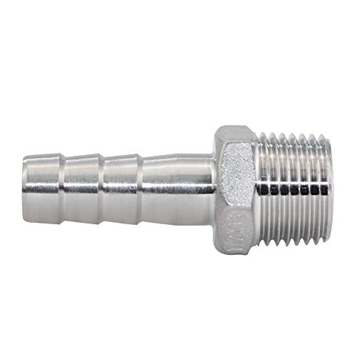 JoyTube 3/8" Hose Barb to 1/2" Male NPT 304 Stainless Steel Barbed Hose Fitting for Home Brew Water Fuel Air (Pack of 5) - Image 3