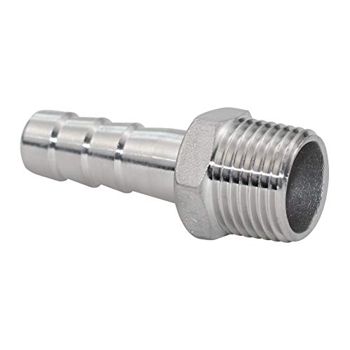 JoyTube 3/8" Hose Barb to 1/2" Male NPT 304 Stainless Steel Barbed Hose Fitting for Home Brew Water Fuel Air (Pack of 5) - Image 2