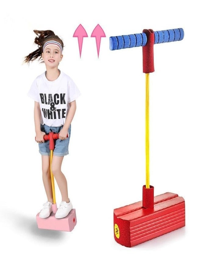 Fruhrer Pogo Jumper for Kids Fun Toys Autistic Fun Sports Games Presents for Kids Grow Taller in Jumping Game Outdoor Toys for Toddlers Garden Toys Boys Girl Gifts Pogo Jump Makes Pop Sounds (Red) - Image 1