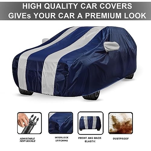 Auto Hub Car Cover Compatible with Maruti WagonR (Model : 2019-Till Date) with Mirror Pocket, Water Resistant, Triple Stitched, WagonR Car Cover, Navy-Silver - Image 4
