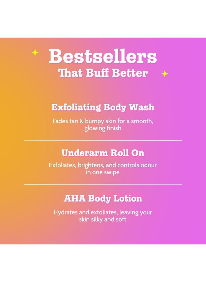 Chemist at Play Exfoliating Kit|Exfoliating Body Wash Body Wash For Rough Skin |Roll on Deodorant- Aqua Fragrance Prevents Odour Exfoliates Underarm| AHA Body Lotion For Radiant Skin - Image 3