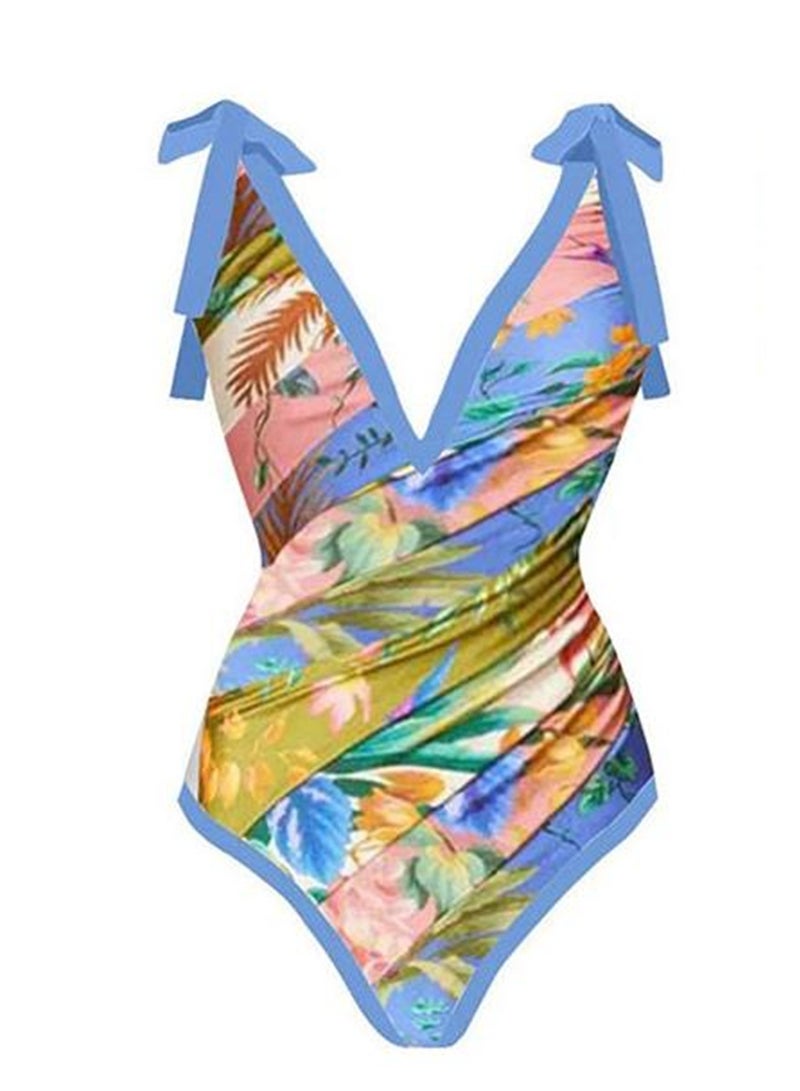 2pcs one piece swimsuit lace up swimsuit skirt swimsuit set - Image 3