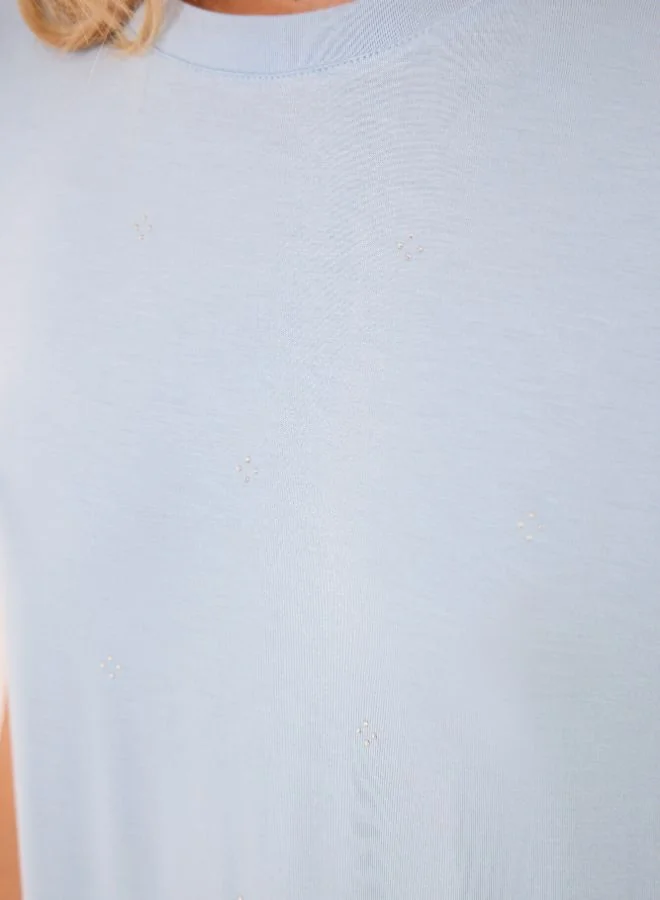 women'secret Blue Glitter Viscose Midi Nightgown