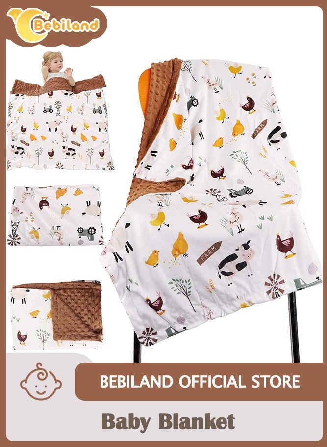 Bebiland Baby Blanket for Unisex Newborn, Toddler Blankets Super Soft and Lightweight 75x100cm Toddlers Double Layer Blanket for Stroller Crib,Bubble Soothing Family and Kindergartens (Brown)  - Image 1