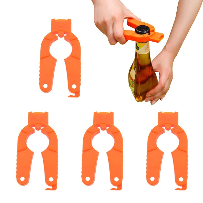 DonLeeving 4 PACK Multifunctional Kitchen Bottle Opener Adjustable Easy Grip Bottle Jar Opener Orange Can Opener Use for Elderly Weak Hands and Arthritic - Image 1