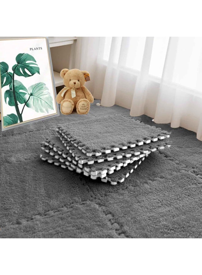 12pcs,Thickened 0.6-inch Interlocking Foam Floor Tiles,Soft Fluffy Shaggy Play Mat for Kids & Babies, Non-Slip, Waterproof, Easy to Clean Floor Rug for Living Room, Bedroom, Playroom - Image 5