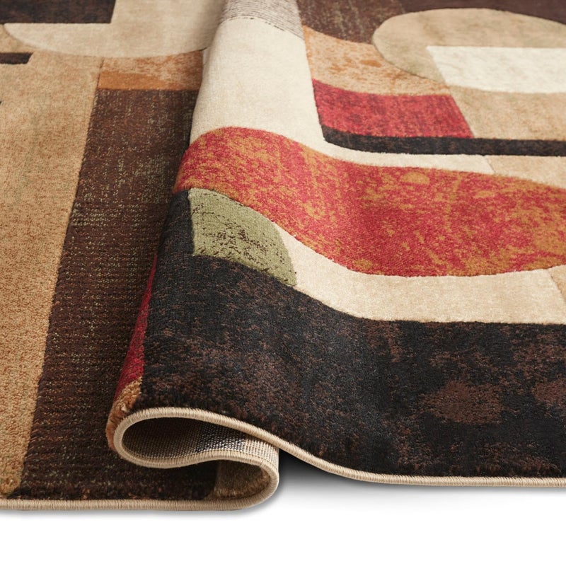 Home Dynamix Tribeca Jasmine Contemporary Geometric Area Rug, Brown/Red, 6'7"x9'10" - Image 5
