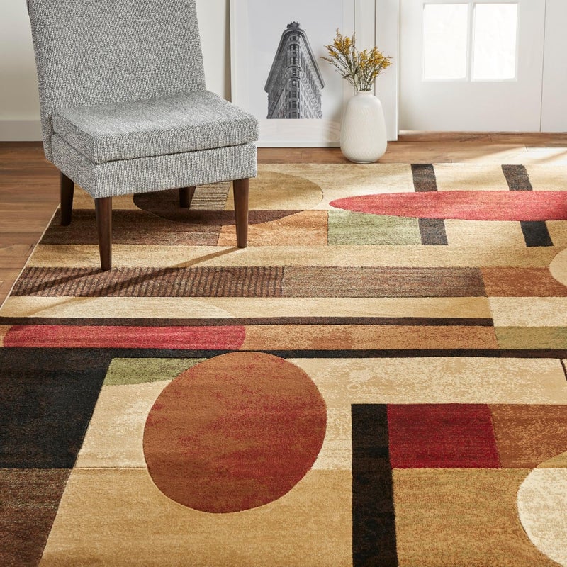 Home Dynamix Tribeca Jasmine Contemporary Geometric Area Rug, Brown/Red, 6'7"x9'10" - Image 2