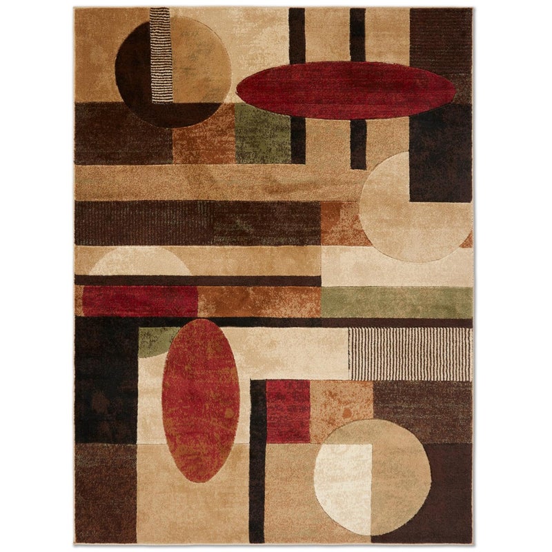 Home Dynamix Tribeca Jasmine Contemporary Geometric Area Rug, Brown/Red, 6'7"x9'10" - Image 1