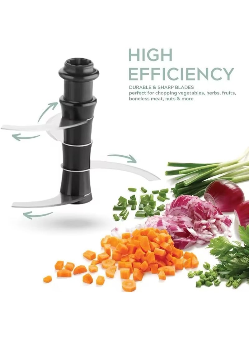 CLASSYTOUCH Manual Vegetable Chopper – One-Hand Push Cutter & Food Processor with 3 Blades, 650ml Chop, Blend, Spin & Dry Onion, Tomato, Chili, Carrot, Fruits, Spices, Boneless Meat & More – No Electricity Needed. - Image 3