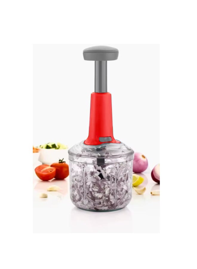 CLASSYTOUCH Manual Vegetable Chopper – One-Hand Push Cutter & Food Processor with 3 Blades, 650ml Chop, Blend, Spin & Dry Onion, Tomato, Chili, Carrot, Fruits, Spices, Boneless Meat & More – No Electricity Needed. - Image 5