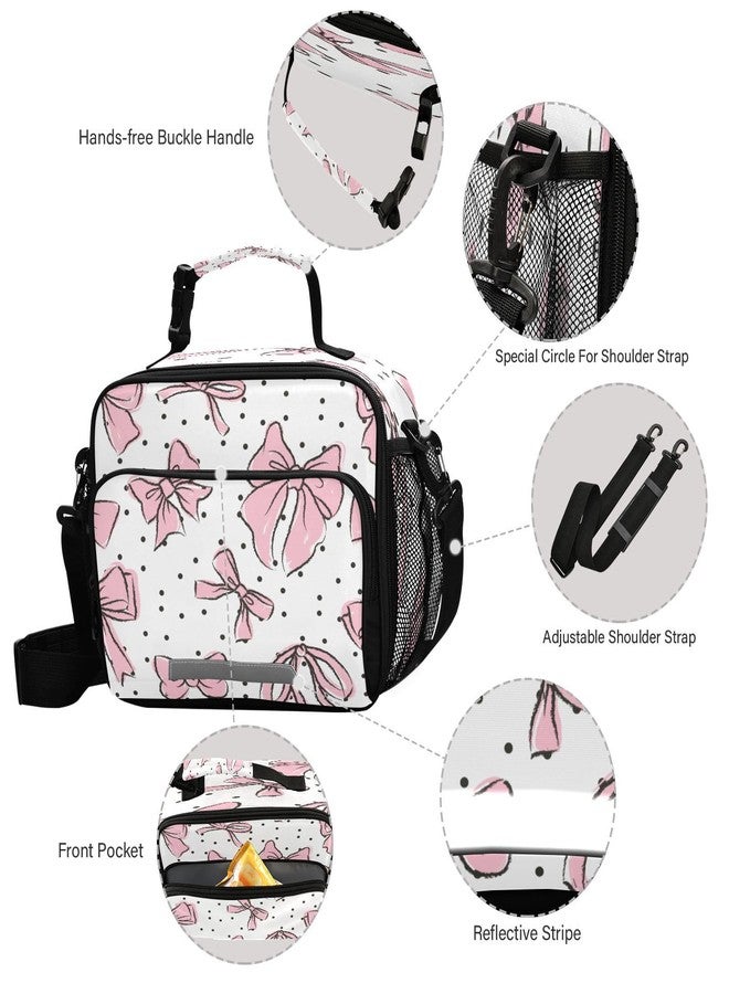 KEEPREAL Bow Pink Lunch Bags for Men and Women, Shoulder Strap Lunch Box Waterproof Insulated Cooler Totes with Leakproof Lining - Image 4