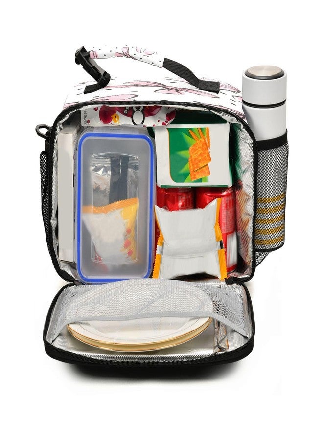 KEEPREAL Bow Pink Lunch Bags for Men and Women, Shoulder Strap Lunch Box Waterproof Insulated Cooler Totes with Leakproof Lining - Image 2