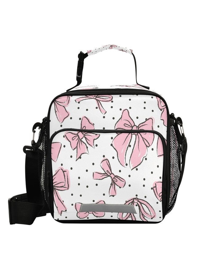 KEEPREAL Bow Pink Lunch Bags for Men and Women, Shoulder Strap Lunch Box Waterproof Insulated Cooler Totes with Leakproof Lining - Image 1