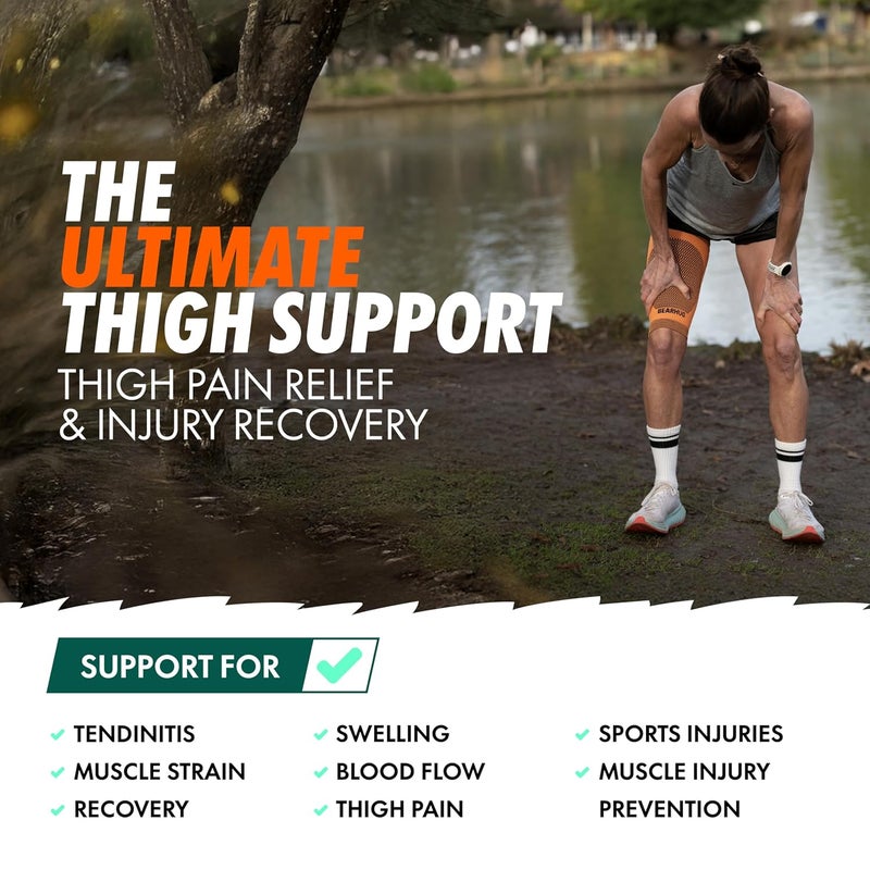 Bearhug Thigh Compression Sleeve Hamstring Support for Men Women Sciatica Pain Relief Products for Muscle Injury Strains Soreness Bamboo Leg Support with AntiSlip Silicone XL - Image 3