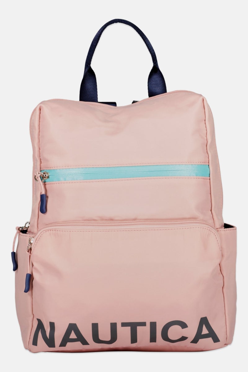 NAUTICA Women Brand Logo Backpack 35 H x 31 L x 13 W cm, Pink - Image 1