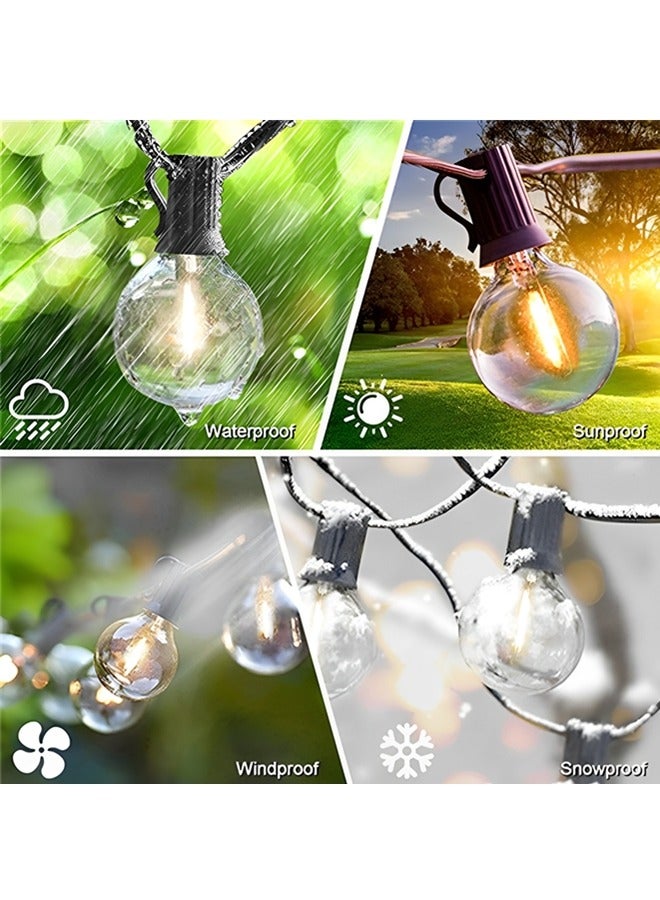 بيوينتي أضواء الخيط الخارجية بطول 50 قدمًا G40 Globe LED أضواء الشرفة مع 25 مصباحًا، 2700K أضواء خيط الشرفة LED مشرقة، أضواء الخيط المعلقة المقاومة للماء لمهرجان الزفاف الشرفة الداخلية والخارجية حديقة الحفلات. - Image 4