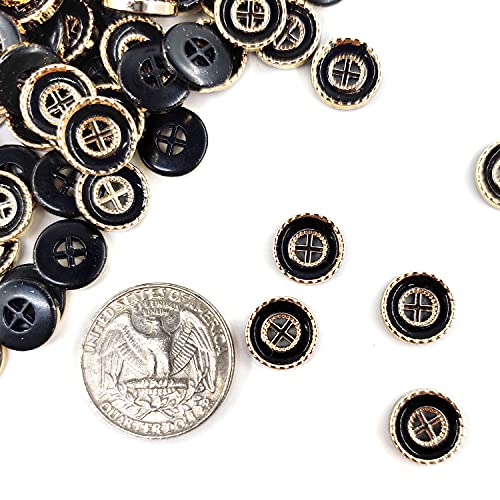 Craftisum Vintage Golden Black Flat Sewing Shirt Buttons 100 Pcs - 11.5mm, 15/32" - Image 4