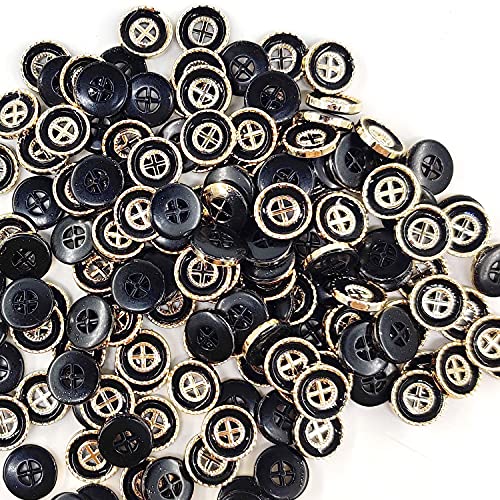 Craftisum Vintage Golden Black Flat Sewing Shirt Buttons 100 Pcs - 11.5mm, 15/32" - Image 3
